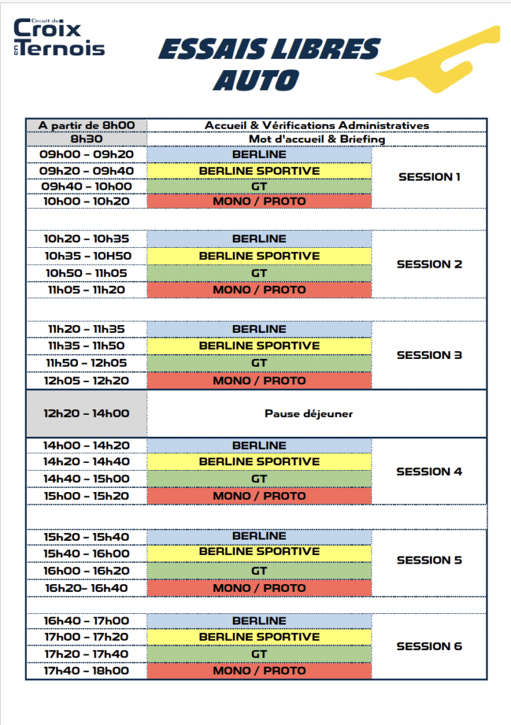 Timing essais libres auto