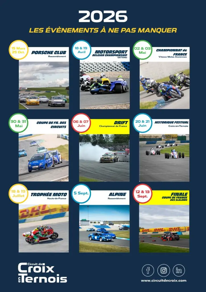 calendrier des événements 2026